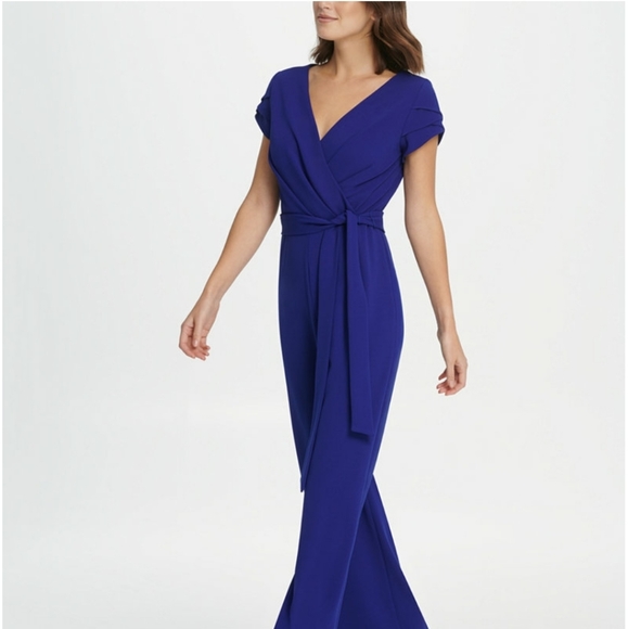 Dkny Pants - DKNY Triple Layer Sleeve Surplice Jumpsuit